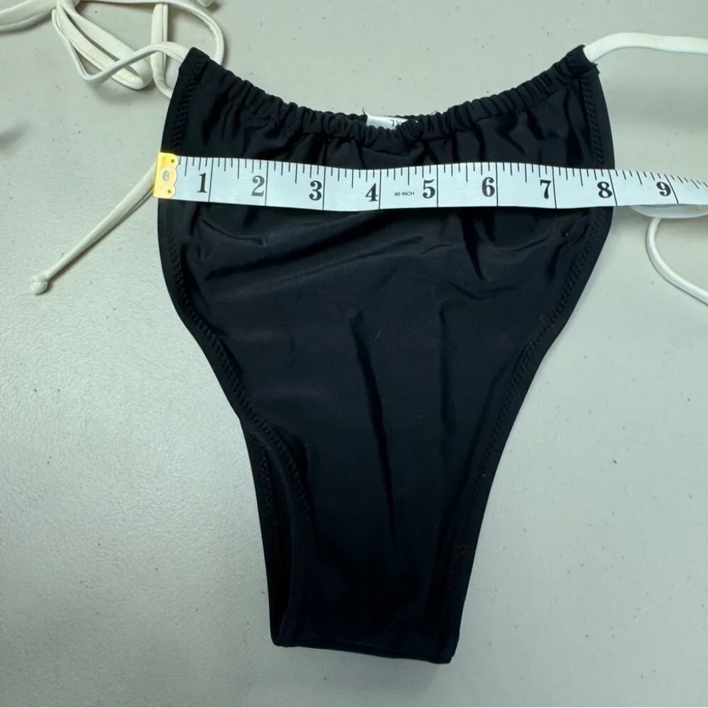 Y2K Strawberry Milk Mob Kids Black Bikini Bottom with White Ties Size XL Summer